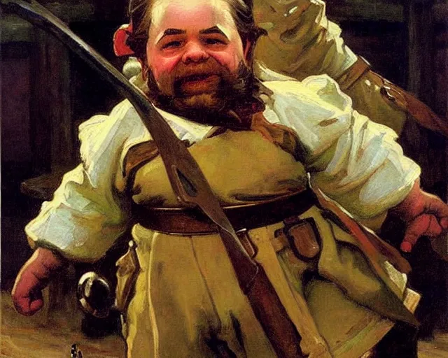 Prompt: portrait of a dwarf warrior, painting by j. c. leyendecker