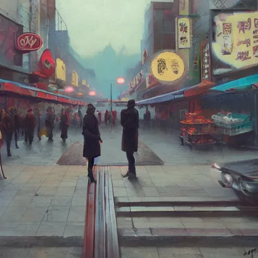 Image similar to people eating at street food ramen shop, chillwave, electronic billboards, tech noir, wet reflections, atmospheric, ambient, livia prima, greg rutkowski, edward hopper, pj crook