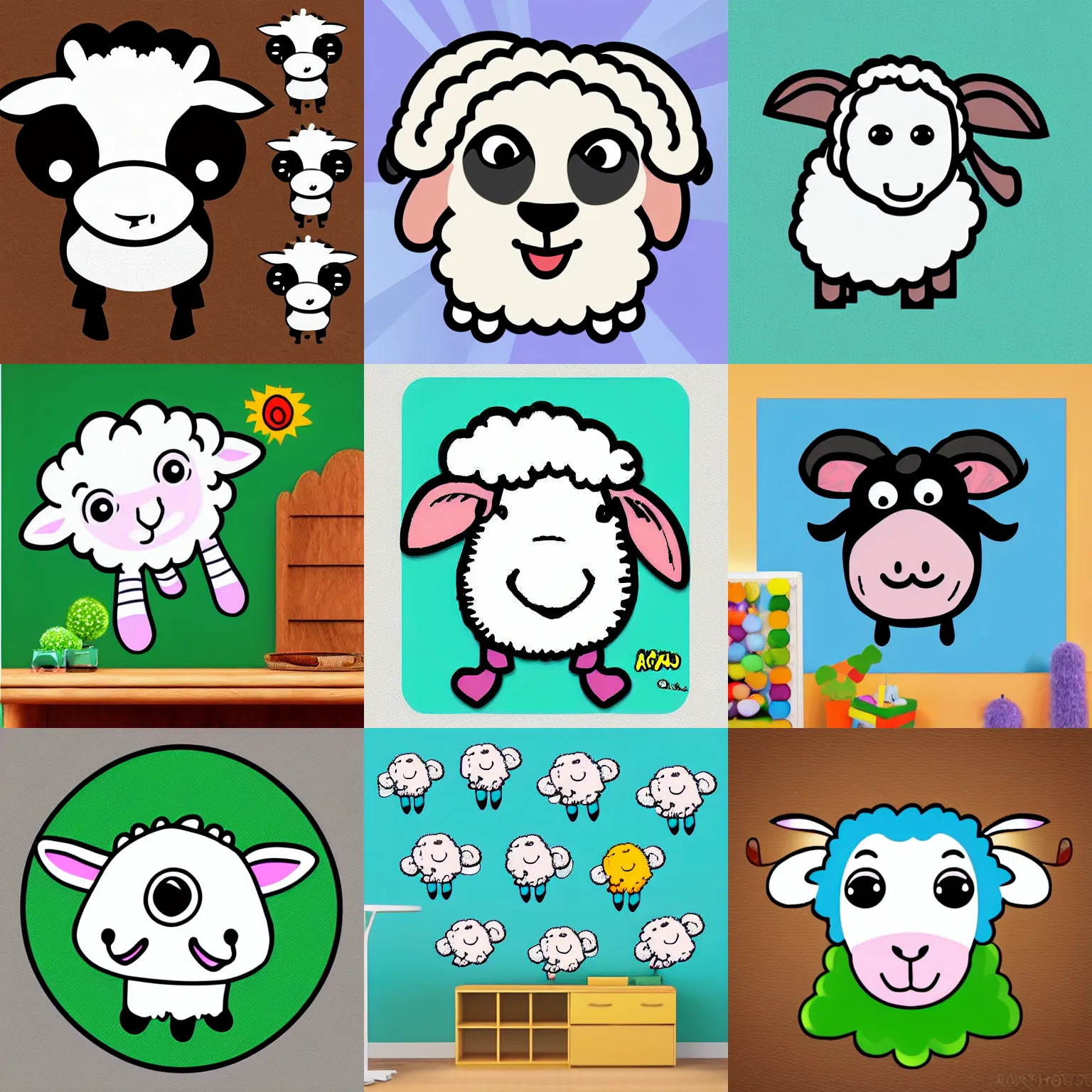 Prompt: adorable sheep art cartoon sticker profile picture