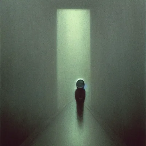 Image similar to Dark commuter ghost. Zdzisaw Beksinski.