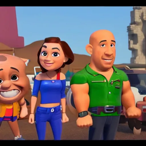 Prompt: Vin Diesel in Pixars Up