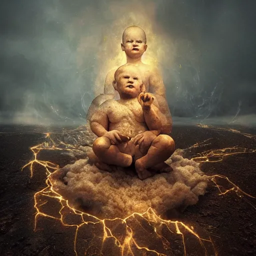 Prompt: Editorial Masterpiece extremely realistic Legendary elemental High Orders Cherubic Virtues figure infused with coalesced crystalline fire by Erik Johansson, perfect light