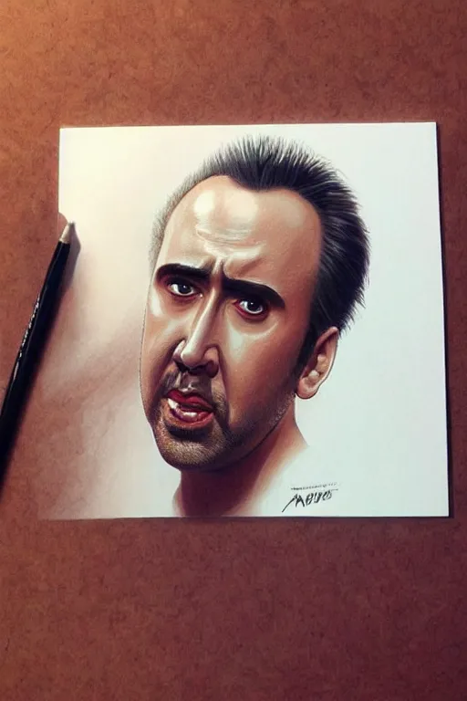 Prompt: a portrait of a Nicolas Cage in a scenic environment by Artgerm, detailed,