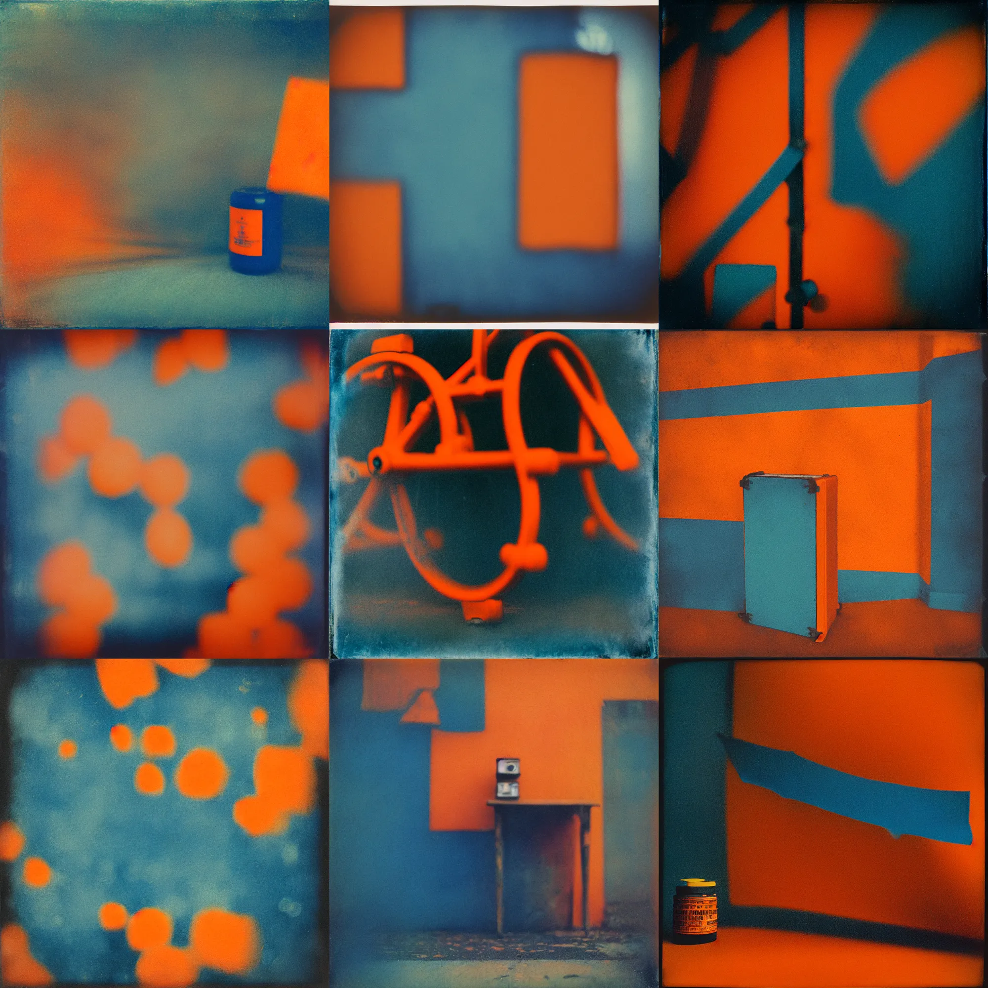 Prompt: kodak portra 4 0 0, wetplate, motion blur, still life photo of a backdrop, coloured in blueberra and orange, by britt marling, muted colours