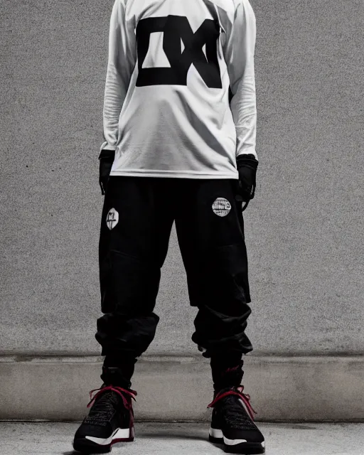 Image similar to Medium shot of Erolson Hugh wearing Nike ACG+Acronym P31-DS Pants in the style of greg rutkowski