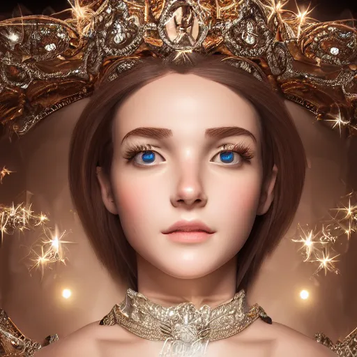 Image similar to portrait of wonderful princess of diamonds with fair skin, looking up, ornate 8 k gorgeous intricate detailed, white accent lighting, dramatic cinematic light, award winning photography, octane render