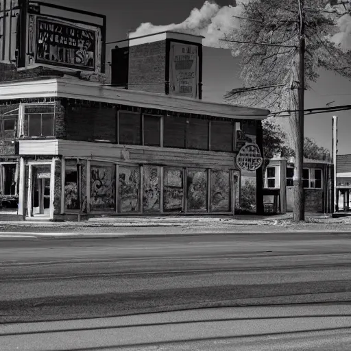 Image similar to a professional photograph of an abandoned midwestern main street