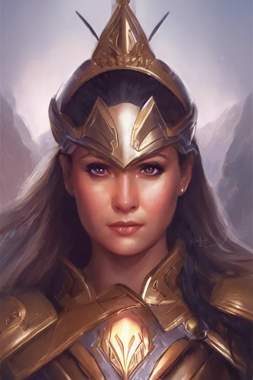 Image similar to amazon valkyrie athena, d & d, fantasy, portrait, highly detailed, headshot, digital painting, trending on artstation, concept art, sharp focus, illustration, art by artgerm and greg rutkowski and magali villeneuve