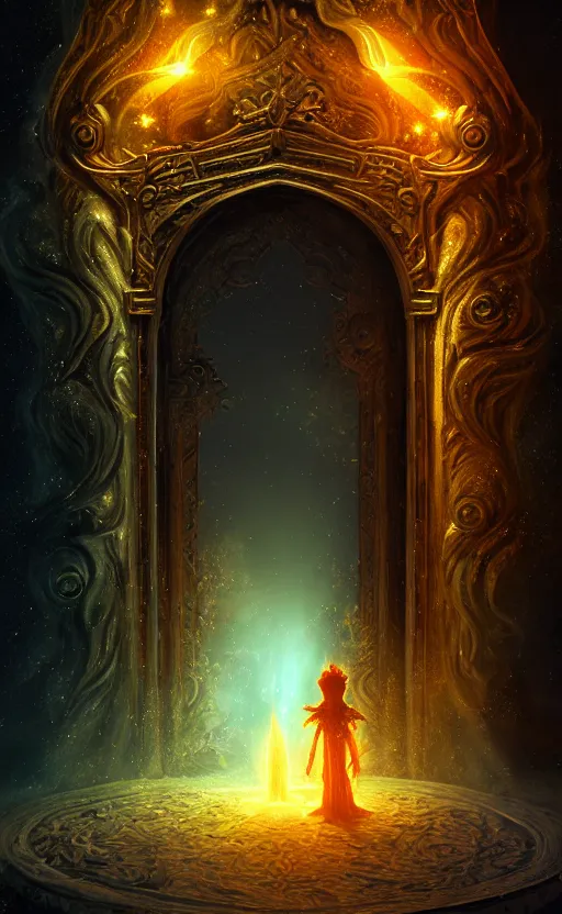 Prompt: a ornamental gate into stars a demon emerges from it, ornament, intarsia, portal, doorway, dynamic lighting, ambient lighting, atmospherical, photorealistic fantasy concept art, trending on art station, stunning visuals, creative, cinematic, ultra detailed