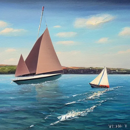 Image similar to viktor orban sailing a yacht, oil painting