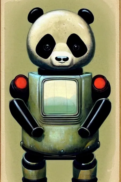 Prompt: ( ( ( ( ( 1 9 5 0 s retro future android robot fat robot panda wagon. muted colors., ) ) ) ) ) by jean - baptiste monge,!!!!!!!!!!!!!!!!!!!!!!!!!