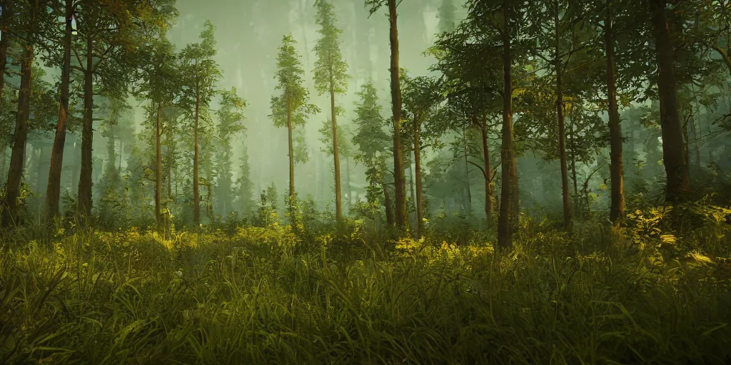 Image similar to summer forest, unreal engine