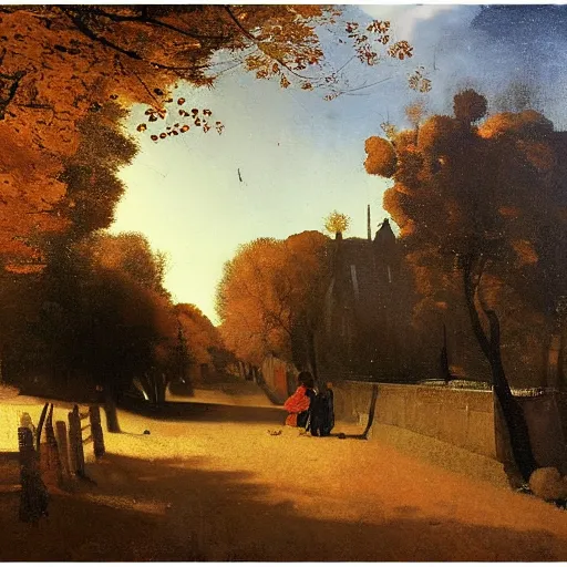 Image similar to autumn powerful galaxy sedan tube, by johannes vermeer and jakub rozalski, 8 k, storybook illustration