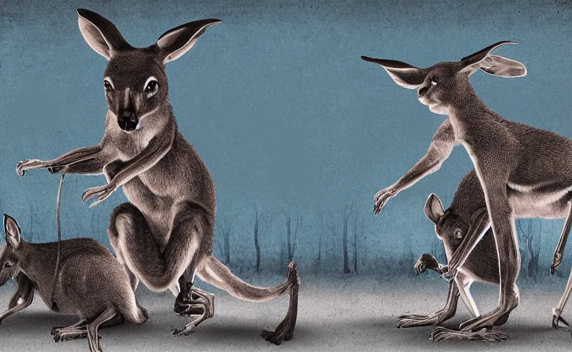 Image similar to a machine that creates kangaroos, digital art