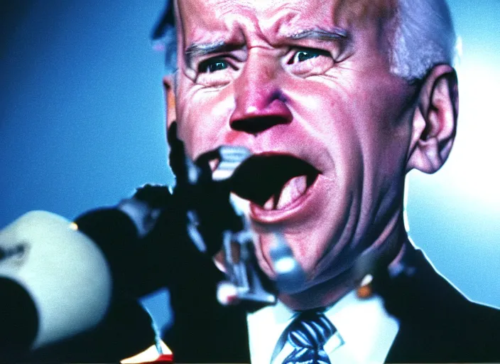 Image similar to publicity photo still of joe biden in gwar live on stage 1 9 9 8, 8 k, live concert lighting, mid shot