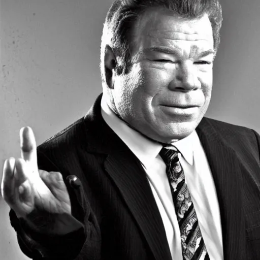 Prompt: live-action-Wario-hollywood movie casting, played by William Shatner, posing for poster photography