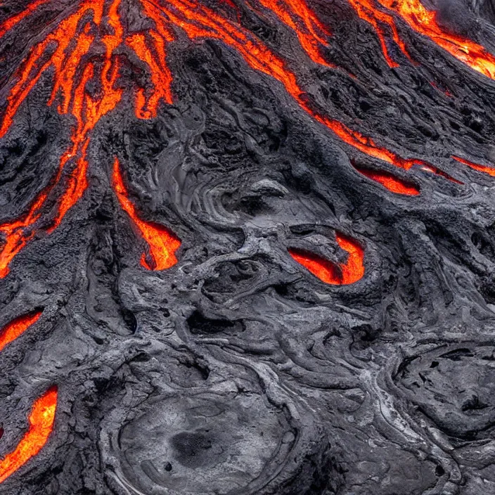 Image similar to wide angle shot of volcano caldera in the form of the punisher skull icon with flowing fountains and rivers of lava. detailed, high art, intricate, artisan