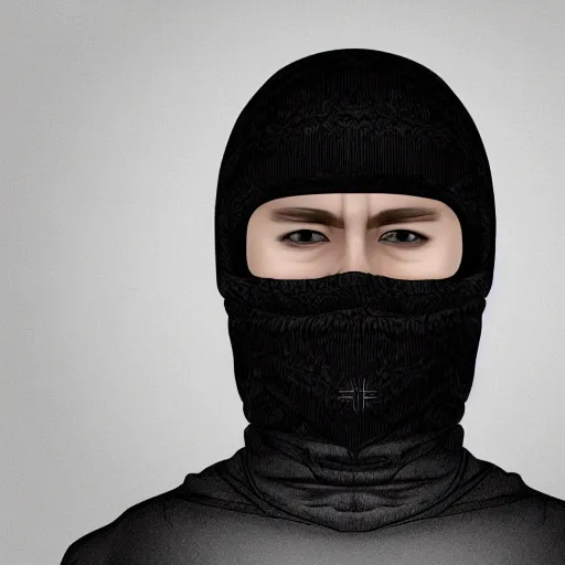 Image similar to a highly detailed headshot portrait of a man wearing a ski mask with a hoodie concept art