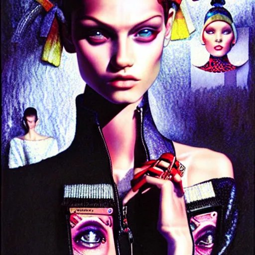 Image similar to fashion editorial campaign by drew struzan, highly detailed