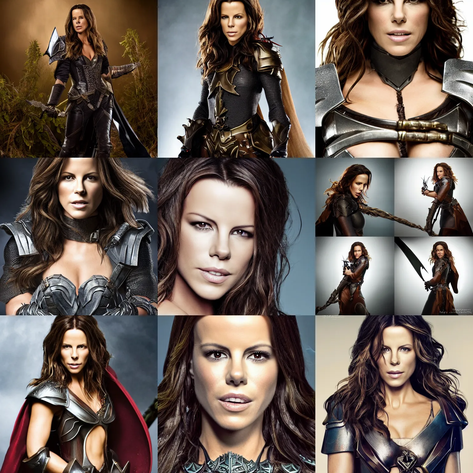 Prompt: kate beckinsale as dnd fantasy paladin, award winning portrait photography in rich colors, studio lighting