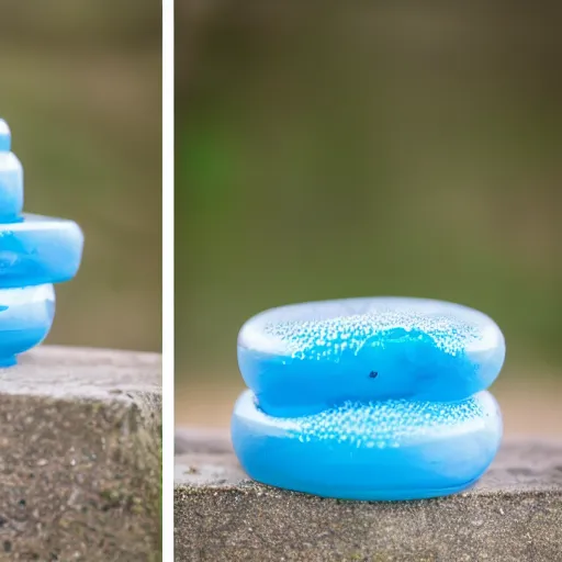 Prompt: blue slime, canon eos r 3, f / 1. 4, iso 2 0 0, 1 / 1 6 0 s, 8 k, raw, unedited, symmetrical balance, in - frame