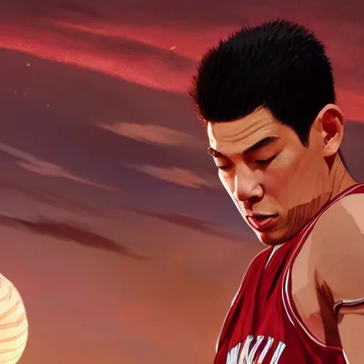 Prompt: highly detailed hanamichi sakuragi of slam dunk, in gta v, stephen bliss, unreal engine, fantasy art by greg rutkowski, loish, rhads, ferdinand knab, makoto shinkai and lois van baarle, ilya kuvshinov, rossdraws, tom bagshaw, global illumination, radiant light, detailed and intricate environment