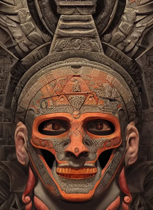 Prompt: digital _ painting _ of _ triangle head mayan god of death _ by _ filipe _ pagliuso _ and _ justin _ gerard _ symmetric _ fantasy _ highly _ detailed _ realistic _ intricate _ port