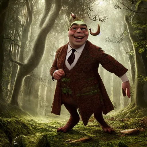 Prompt: Very very very very highly detailed epic central composition photo of Mr Bean as shrek face in the forest, intricate, extremely detailed, digital painting, smooth, sharp focus, illustration, happy lighting, incredible art by Brooke Shaden, artstation, concept art, Octane render in Maya and Houdini