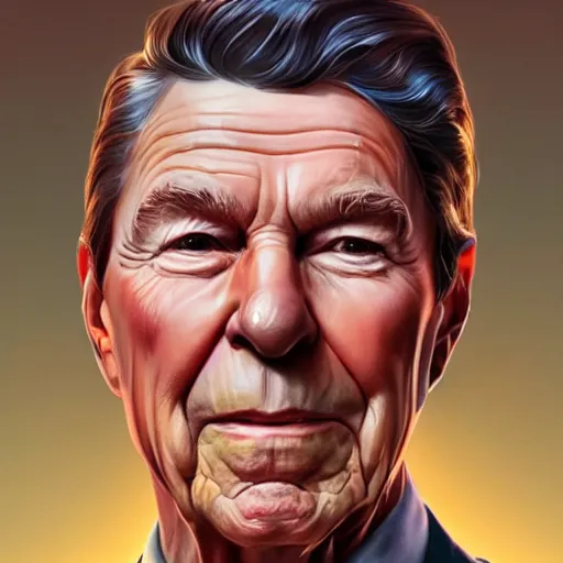 Image similar to highly detailed portrait, ronald reagan, in gta v, stephen bliss, unreal engine, fantasy art by greg rutkowski, loish, rhads, ferdinand knab, makoto shinkai and lois van baarle, ilya kuvshinov, rossdraws, tom bagshaw, global illumination, radiant light, detailed and intricate environment