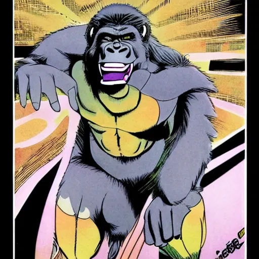 Image similar to gorilla, by Hirohiko Araki, full color manga