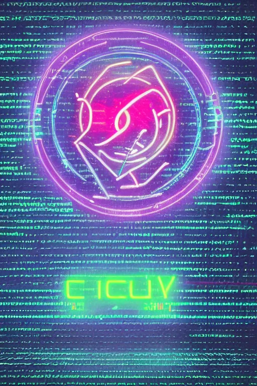 Image similar to logo concept for an intelligence agency, neon, glitch art