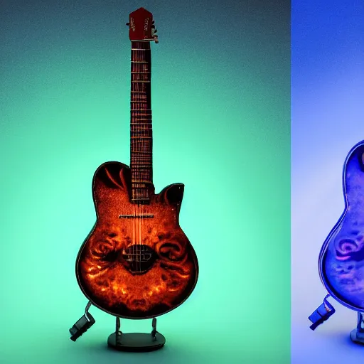 Image similar to a magical guitar, glowing effect, devainart,concept art trending on artstation, hyperreal, hyperdetailed, 8k,hd