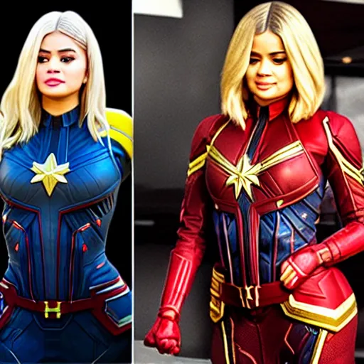 Image similar to kylie jenner as captain marvel