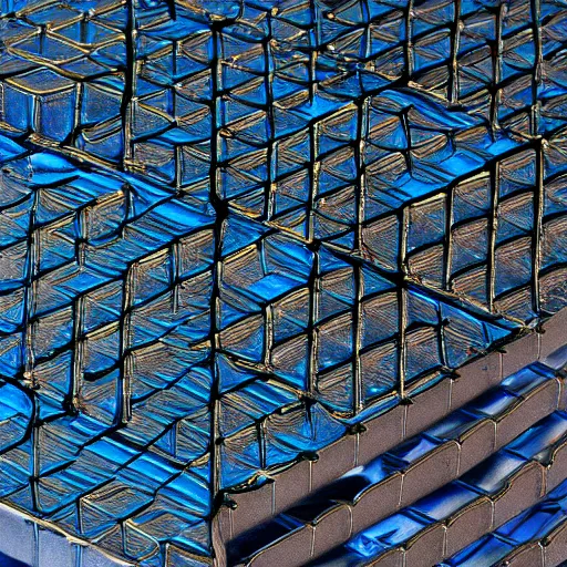 Image similar to hovering blooming futuristic lake grid marlin suitcase pod zinc, by egon schiele and katsushika hokusai and paul klee, 8 k, pixel perfect, # macro