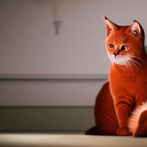 Image similar to red cat, movie still, 8 k