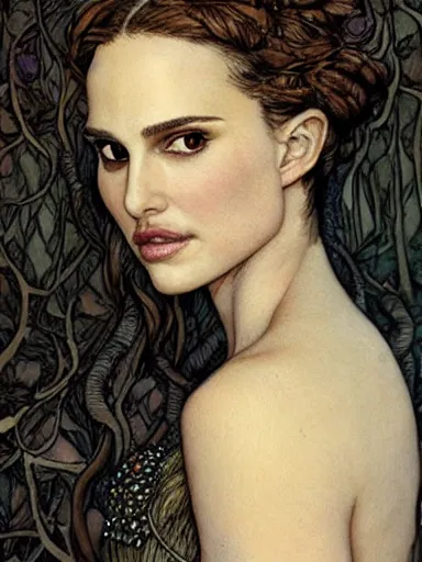 Image similar to a beautiful painting of natalie portman by rebecca guay and arthur rackham and by james jean award winning painting, hyperdetailed, detailed