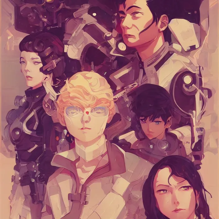Image similar to anime portrait akira futuristic science fiction, mucha, hard shadows and strong rim light, art by jc leyendecker and atey ghailan and sachin teng