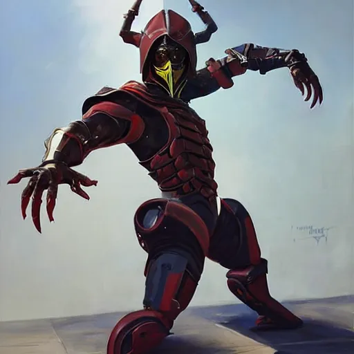 Image similar to greg manchess portrait painting of partially armored scorpion from mortal kombat as overwatch character, medium shot, asymmetrical, profile picture, organic painting, sunny day, matte painting, bold shapes, hard edges, street art, trending on artstation, by huang guangjian and gil elvgren and sachin teng