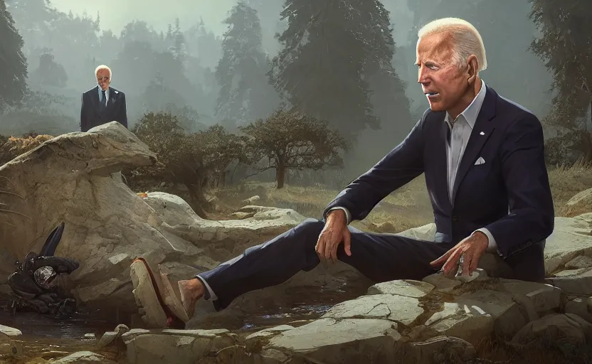 Prompt: highly detailed portrait of joe biden in a grave, in gta v, stephen bliss, unreal engine, fantasy art by greg rutkowski, loish, rhads, ferdinand knab, makoto shinkai and lois van baarle, ilya kuvshinov, rossdraws, tom bagshaw, global illumination, radiant light, detailed and intricate environment