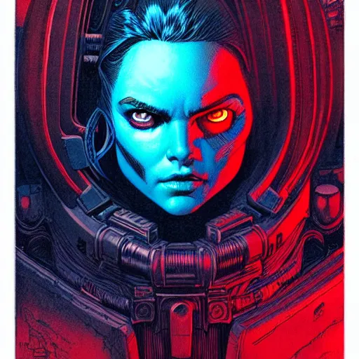 Image similar to portrait soft low light, by killian eng and joe fenton and martin deschambault, inspired by 2 0 0 0 ad comics, red and blue only, etching, fine, sharp high detail,