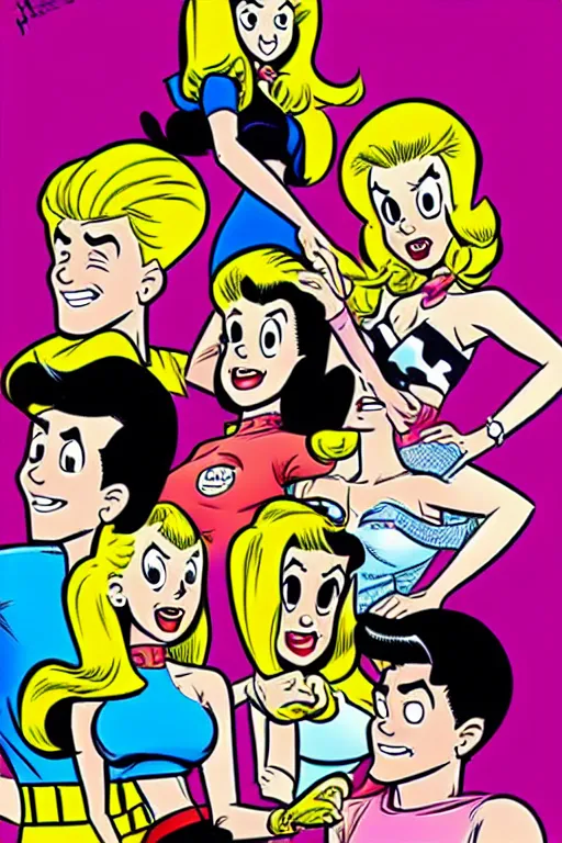 Image similar to archie comics, in the style of dan decarlo, as drawn by dan decarlo for archie comics,