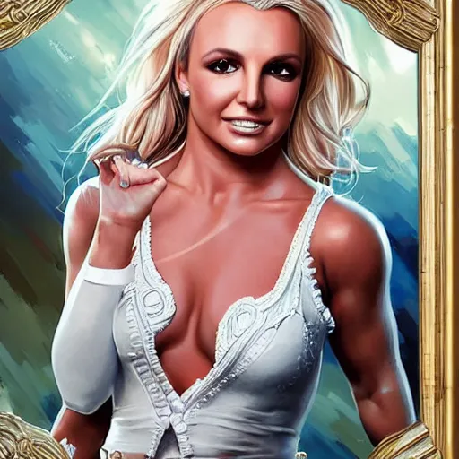 Image similar to a gourgeous britney spears in the style of stefan kostic, realistic, full body, sharp focus, 8 k high definition, insanely detailed, intricate, elegant, art by stanley lau and artgerm