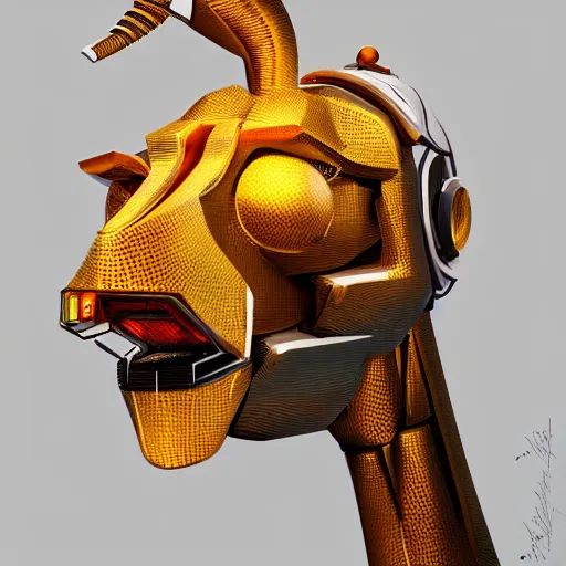 Prompt: a half robot jiraffe, vibrant lighting, elegant, highly detailed, smooth, sharp focus, illustration, beautiful, geometric, trending on artstation, full body, cinematic, artwork by borovikovsky