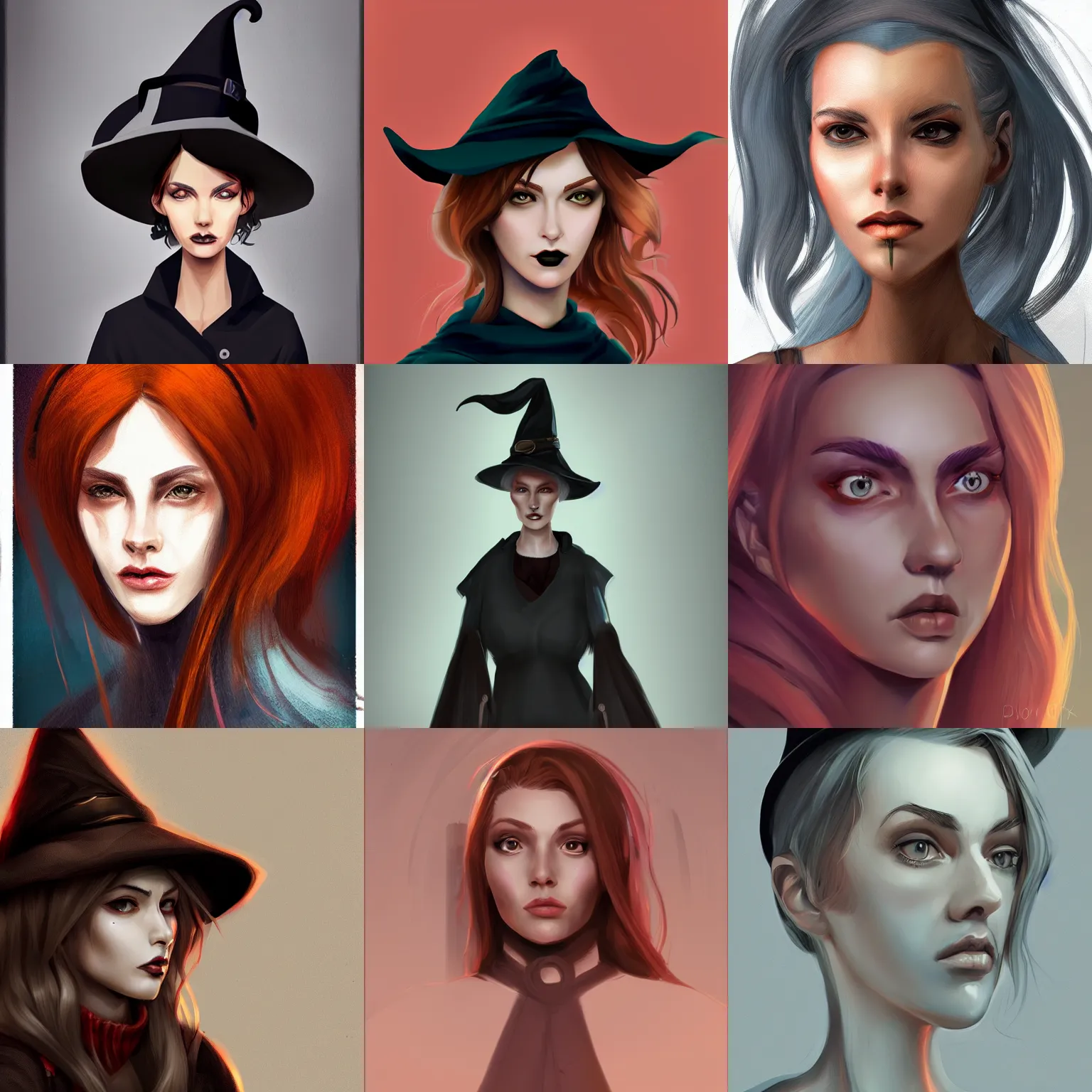 Prompt: character concept portrait, modern witch, digital painting, concept art, smooth, sharp focus, illustration