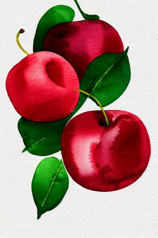 Image similar to minimalist watercolor art of a cherry, illustration, vector art