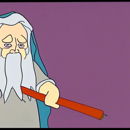 Image similar to gandalf in an adult swim cartoon