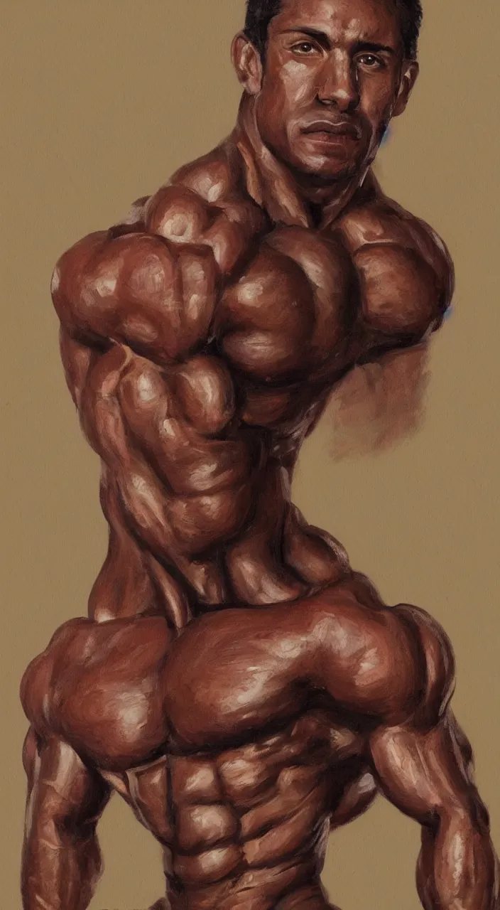 Prompt: a portrait painting of a masculine bodybuilder in the church, trending on artstation