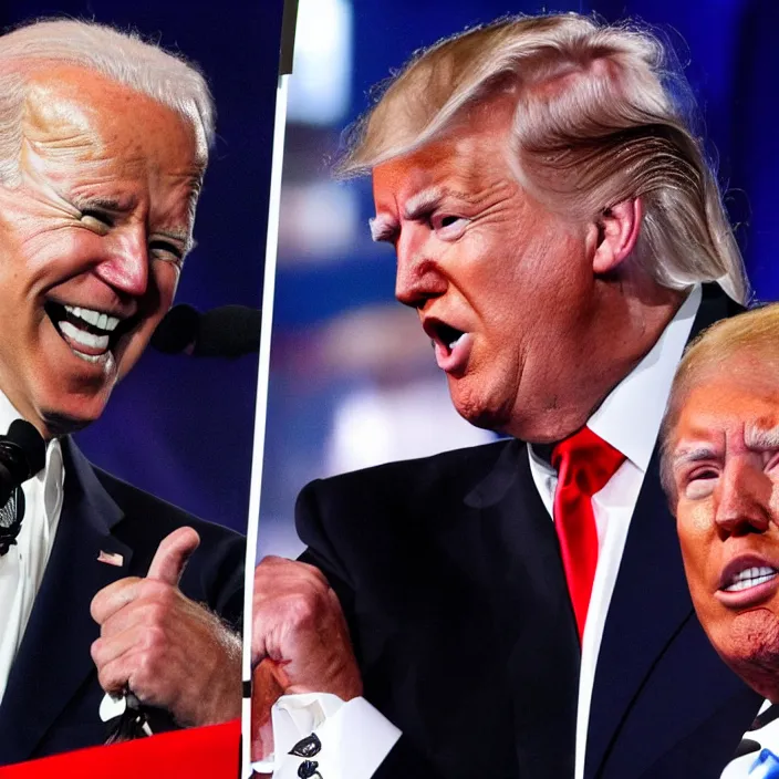 Image similar to joe biden and donald trump boxing match in ring, detailed sharp photo