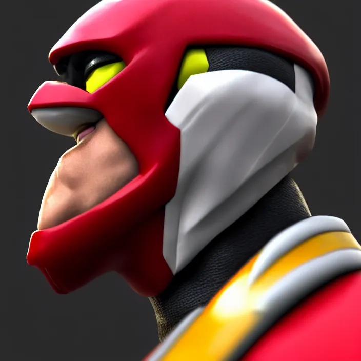 Prompt: cinematic bust portrait, captin falcon from f - zero, head and chest only, desaturated, thawan duchanee, masterpiece, trending on artstation, featured on pixiv, cinematic composition, dramatic pose, beautiful lighting, sharp, details, hyper - detailed, hd, 4 k