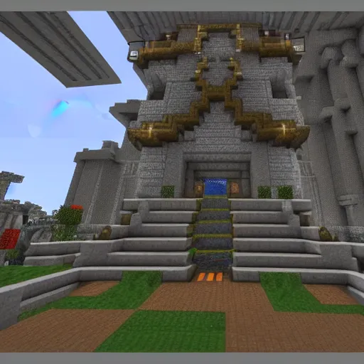 Image similar to unreal tournament, facing worlds, in minecraft